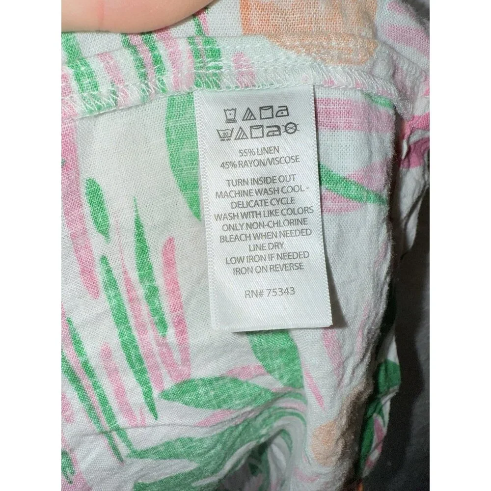 C&C California Linen Blend Dress Women’s Size X-Small Tropical Sunrise White I